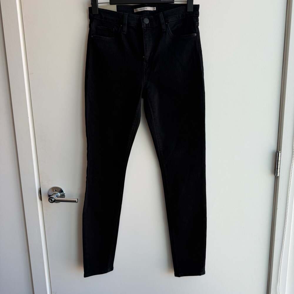 Hudson Nico Mid-Rise Super Skinny Jeans in Black Size 28 NWT